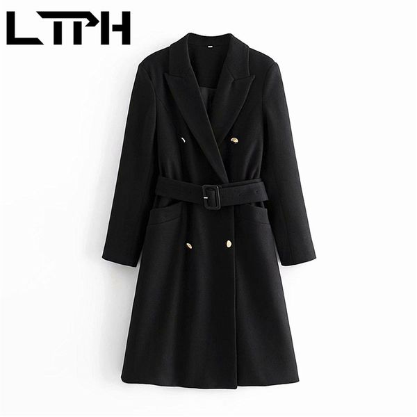 all-match black women woolen coat long double breasted long sleeve chic outerwear thick warm sashes coats spring 210427
all-match black women woolen coat long double breasted long sleeve chic outerwear thick warm sashes coats spring 210427