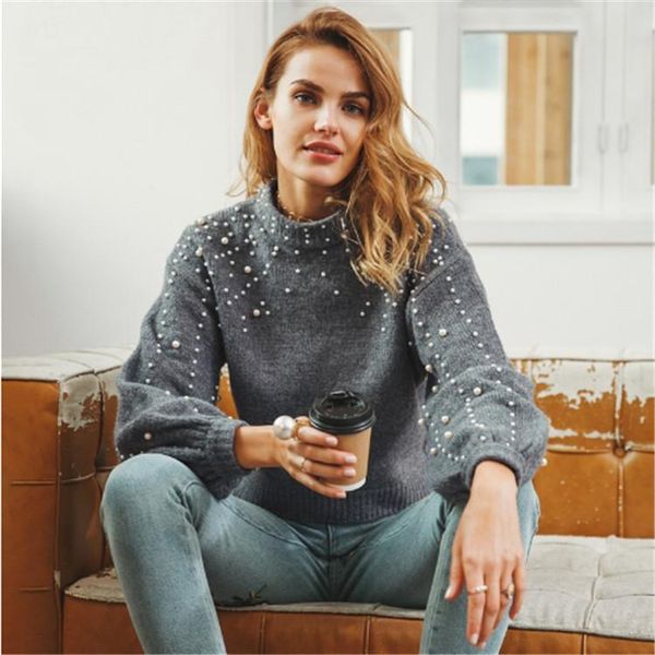 women's sweaters sweater 2021 autumn and winter half-high collar pullover thick loose beaded, White;black
women's sweaters sweater 2021 autumn and winter half-high collar pullover thick loose beaded, White;black