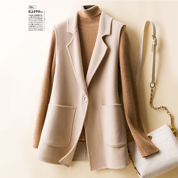autumn winter medium long waistcoat women's loose and thin sleevels suit collar ridge shoulder strap pocket wool woolen, Black;white
autumn winter medium long waistcoat women's loose and thin sleevels suit collar ridge shoulder strap pocket wool woolen, Black;white