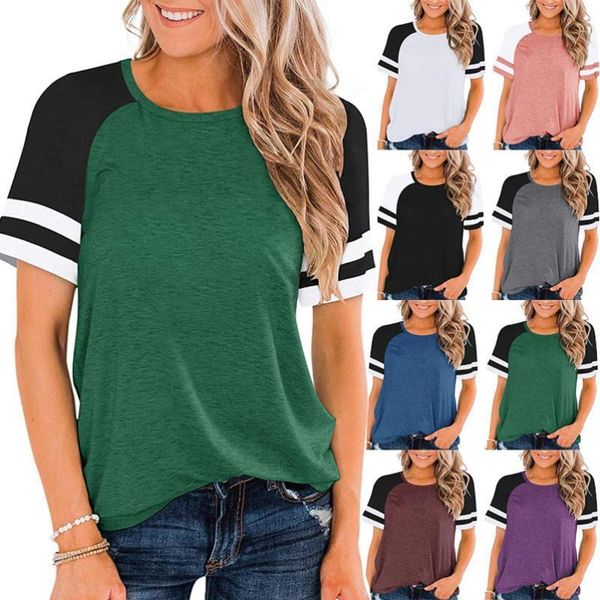women's t-shirt womens short sleeve shirts crew neck color block workout casual tunic athletic, White
women's t-shirt womens short sleeve shirts crew neck color block workout casual tunic athletic, White