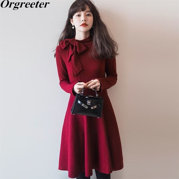 vintage temperament knitted sweater dress autumn winter bow lace up long sleeve slim a-line wine red/black party 210602, Black;gray
vintage temperament knitted sweater dress autumn winter bow lace up long sleeve slim a-line wine red/black party 210602, Black;gray