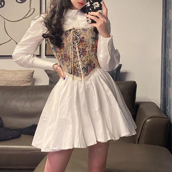 casual dresses white long-sleeved shirt dress suit female spring and autumn french waist puffy short skirt + lace-up vest, Black;gray
casual dresses white long-sleeved shirt dress suit female spring and autumn french waist puffy short skirt + lace-up vest, Black;gray