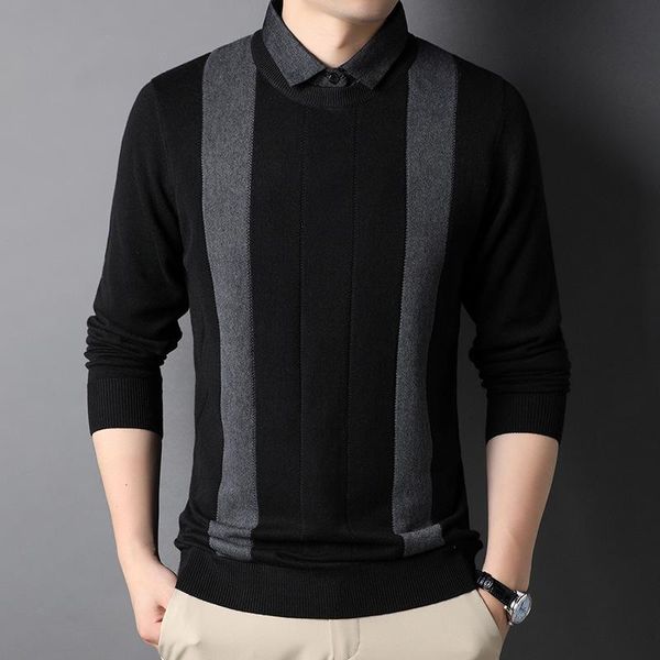 men's sweaters simple fashion striped spliced sweater men clothing 2021 fake-2pieces business knitted pullovers black/gray, White;black
men's sweaters simple fashion striped spliced sweater men clothing 2021 fake-2pieces business knitted pullovers black/gray, White;black