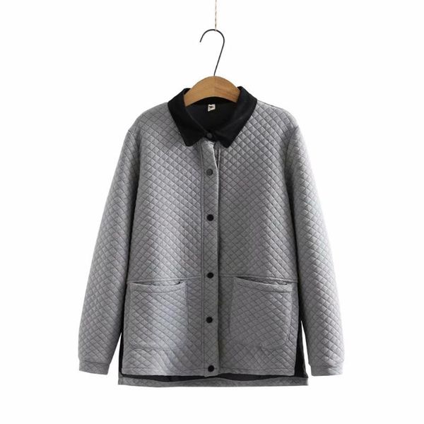 women's jackets plus size turn-down collar pocket women coat 2021 autumn winter quilted jacket black gray dark red, Black;brown
women's jackets plus size turn-down collar pocket women coat 2021 autumn winter quilted jacket black gray dark red, Black;brown
