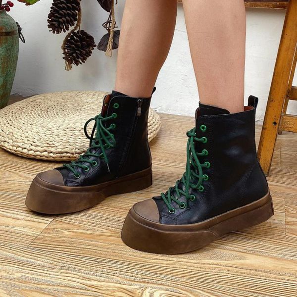 boots retro shoes genuine leather women 2021 winter lace-up round toe flat with leisure handmade comfortable platform, Black
boots retro shoes genuine leather women 2021 winter lace-up round toe flat with leisure handmade comfortable platform, Black