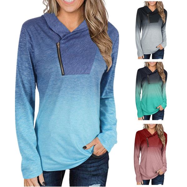2021 european and american spring and summer women's wear v-neck zipper slim fit print gradient long sleeve t-shirt, White
2021 european and american spring and summer women's wear v-neck zipper slim fit print gradient long sleeve t-shirt, White