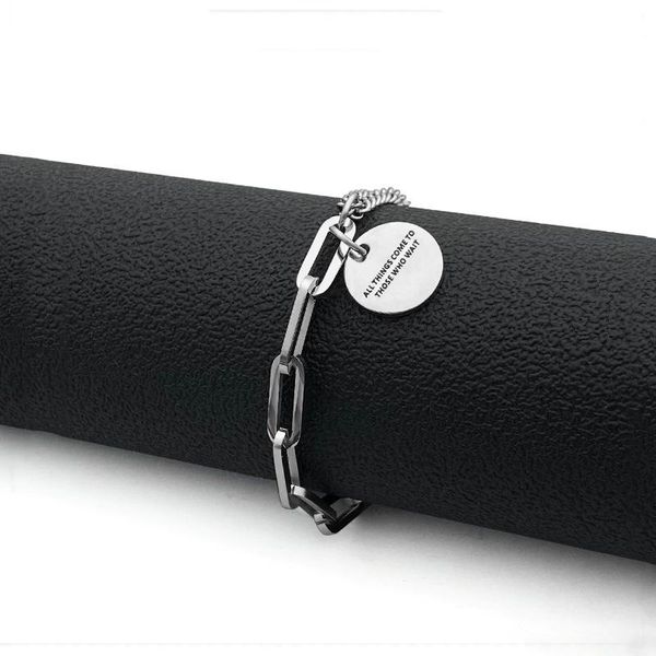 link, chain fashion titanium steel round brand splicing double-layer bracelet boys and girls hip hop couple jewelry, Black
link, chain fashion titanium steel round brand splicing double-layer bracelet boys and girls hip hop couple jewelry, Black