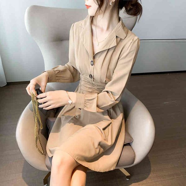 autumn new solid color v-neck temperament french small retro skirt folded waist long sleeve fashionable double button dress 210412, Black;gray
autumn new solid color v-neck temperament french small retro skirt folded waist long sleeve fashionable double button dress 210412, Black;gray