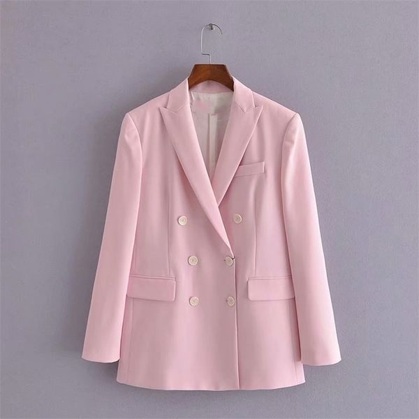pink za blazer women long sleeve double breasted button vintage blazers coat feminine chic false welt pocket outerwear 210930, White;black
pink za blazer women long sleeve double breasted button vintage blazers coat feminine chic false welt pocket outerwear 210930, White;black