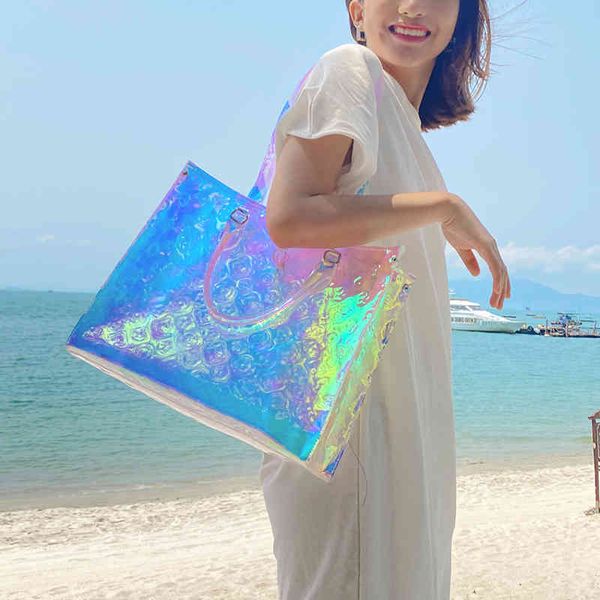 design handbag colorful shopping tote 2021 summer new beach transparent laser female magic rainbow portable shoulder bag
design handbag colorful shopping tote 2021 summer new beach transparent laser female magic rainbow portable shoulder bag