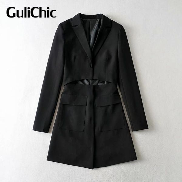 casual dresses 8.24 gulichic long sleeve blazer dress fashion solid elegant mini waist hollow out v-neck slim women, Black;gray
casual dresses 8.24 gulichic long sleeve blazer dress fashion solid elegant mini waist hollow out v-neck slim women, Black;gray
