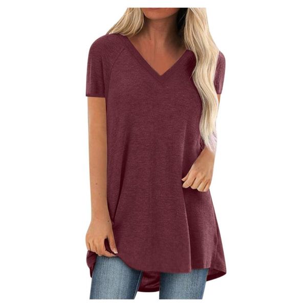 women's t-shirt women harajuku 2021 summer plus size print v-neck solid color short sleeved long lady pullover, White
women's t-shirt women harajuku 2021 summer plus size print v-neck solid color short sleeved long lady pullover, White
