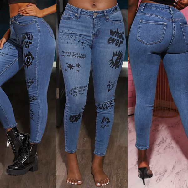 jean spring / autumn women casual creative letter printing stretch skinny slimming jeans lady denim trousers pencil pants, Blue
jean spring / autumn women casual creative letter printing stretch skinny slimming jeans lady denim trousers pencil pants, Blue