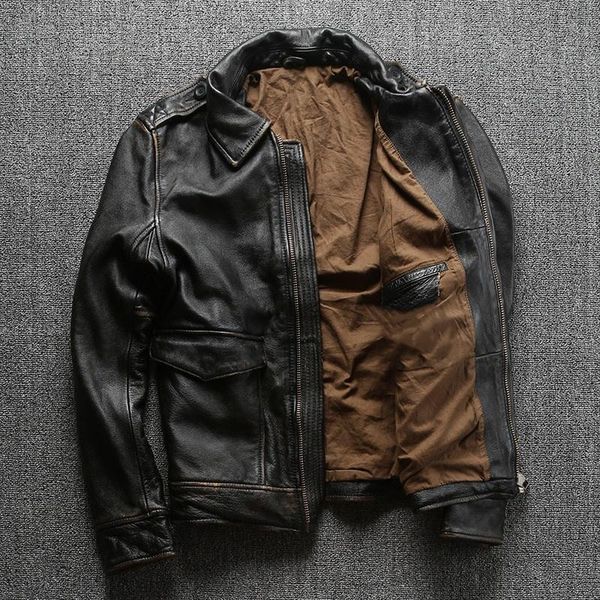 men's leather & faux vintage brown 2021 men military style pilot jacket plus size xxxxl genuine cowhide autumn slim fit aviation coat, Black
men's leather & faux vintage brown 2021 men military style pilot jacket plus size xxxxl genuine cowhide autumn slim fit aviation coat, Black