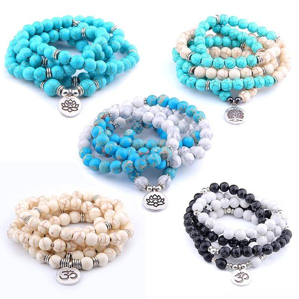 beaded, strands 108 beads mala bracelets men white black blue turquoises long bangles for women lotus om charm yoga bracelet jewelry
beaded, strands 108 beads mala bracelets men white black blue turquoises long bangles for women lotus om charm yoga bracelet jewelry