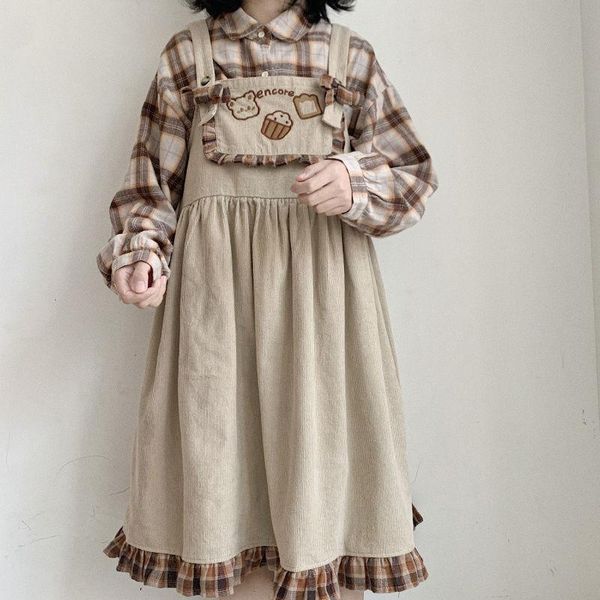 casual dresses autumn japanese soft girl cute bear embroidery bow plaid ruffles tank dress spring women sweet kawaii preppy style sling, Black;gray
casual dresses autumn japanese soft girl cute bear embroidery bow plaid ruffles tank dress spring women sweet kawaii preppy style sling, Black;gray