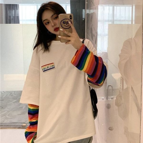 women's t-shirt cotton rainbow kawaii t shirt women 2021 spring long sleeve harajuku tees casual student stripe oversized clothes pd00, White
women's t-shirt cotton rainbow kawaii t shirt women 2021 spring long sleeve harajuku tees casual student stripe oversized clothes pd00, White
