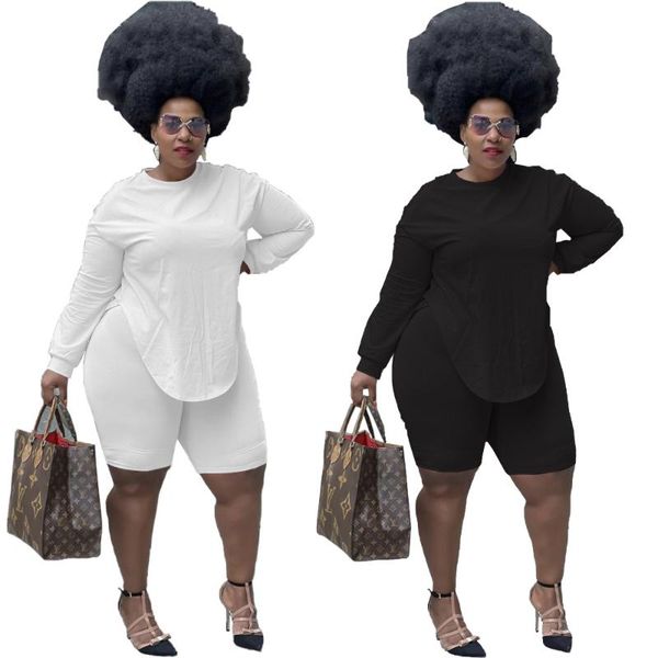 plus size tracksuits women's autumn clothing solid color shorts sets round neck irregular two piece outfit wholesale drop, Black
plus size tracksuits women's autumn clothing solid color shorts sets round neck irregular two piece outfit wholesale drop, Black