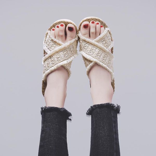 slippers goodrsson women summer causal slipper straw weaving tide female comfortable simple joker outdoor casual, Black
slippers goodrsson women summer causal slipper straw weaving tide female comfortable simple joker outdoor casual, Black