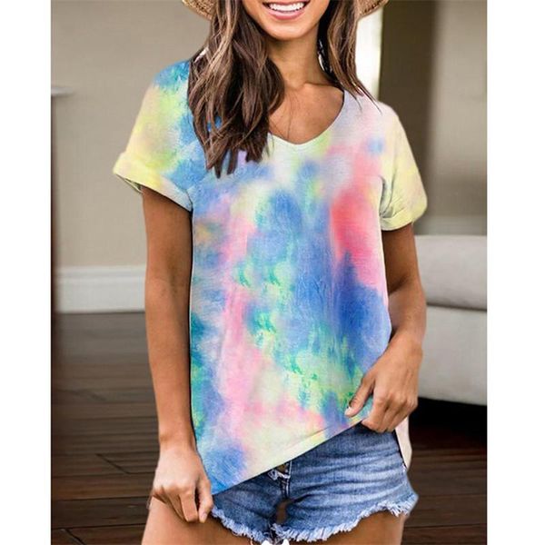 women's t-shirt women casual short sleeve v-neck gradient tie-dyeing print tee basic for daily travel female summer loose shirts, White
women's t-shirt women casual short sleeve v-neck gradient tie-dyeing print tee basic for daily travel female summer loose shirts, White