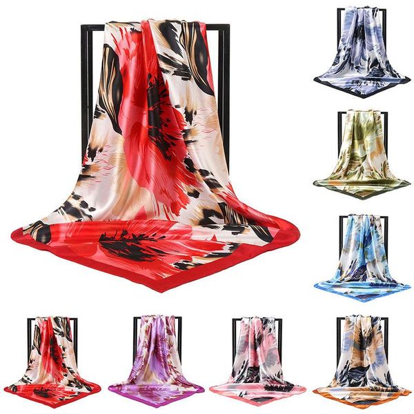 scarves 90x90cm ladies satin scarf luxury flowers female printed head hijab girls fashion square foulard bandana for women, Blue;gray
scarves 90x90cm ladies satin scarf luxury flowers female printed head hijab girls fashion square foulard bandana for women, Blue;gray