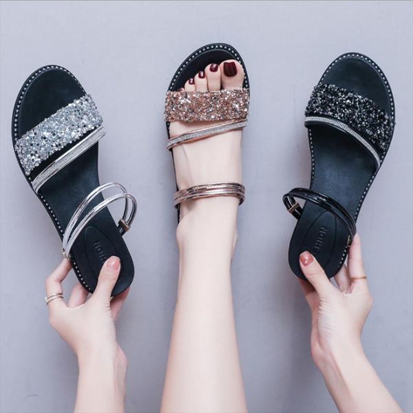 sandals 2021summer fashion women's outer wear two rhinestone flat non-slip comfortable soft sole shoes xm259, Black
sandals 2021summer fashion women's outer wear two rhinestone flat non-slip comfortable soft sole shoes xm259, Black