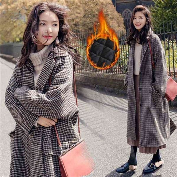 winter women plaid windbreaker woolen coat female trench long houndstooth vintage street outwears 210519, Black
winter women plaid windbreaker woolen coat female trench long houndstooth vintage street outwears 210519, Black