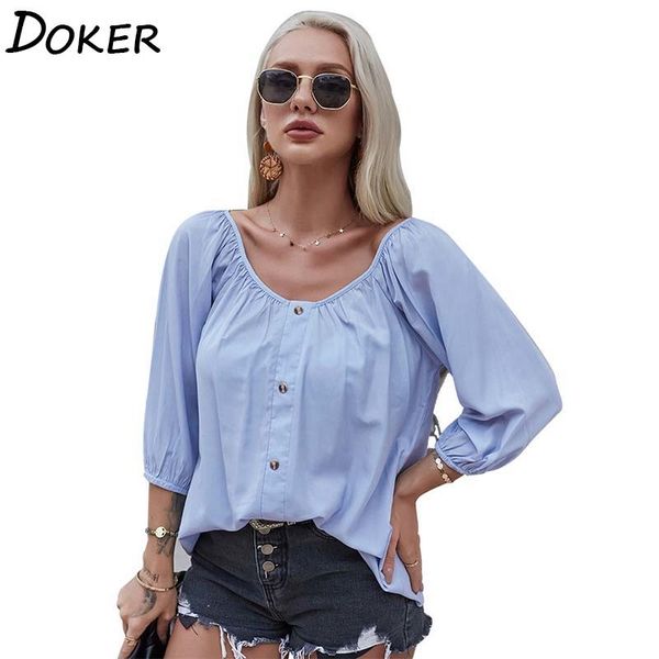 solid color o neck three-quarter sleeves button t shirt women summer loose casual female temperament office blouse 210423, White
solid color o neck three-quarter sleeves button t shirt women summer loose casual female temperament office blouse 210423, White
