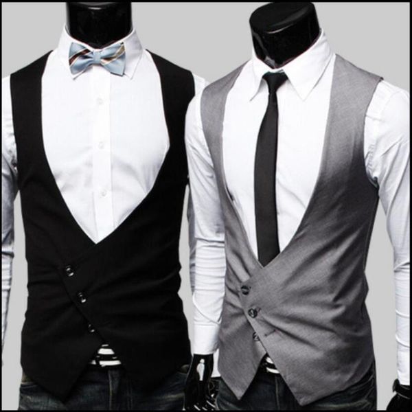 men's vests m-5xl black fashion men slim personality oblique buckle suit vest waistcoat male hairstylist gilet formal business clothing, Black;white
men's vests m-5xl black fashion men slim personality oblique buckle suit vest waistcoat male hairstylist gilet formal business clothing, Black;white