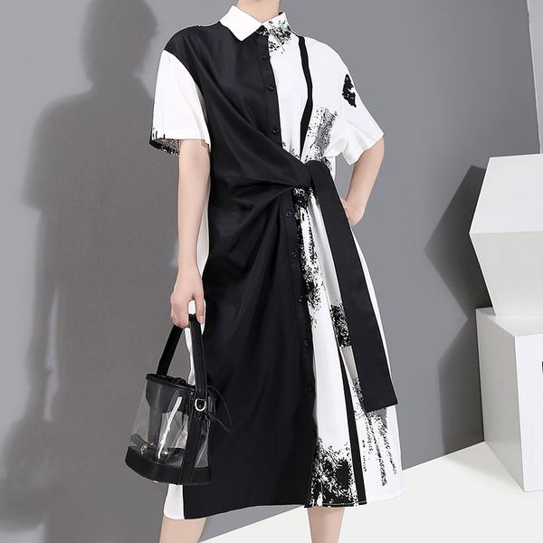 dress ethnic Mid-shirt ladies up famoy feminine style painting dressed in summer femme bathrobe, Black;gray 
dress ethnic Mid-shirt ladies up famoy feminine style painting dressed in summer femme bathrobe, Black;gray