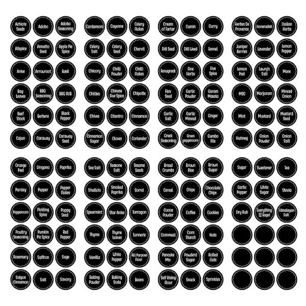 wall stickers 144pcs creative ingredients names labels decals spices for home (black)
wall stickers 144pcs creative ingredients names labels decals spices for home (black)