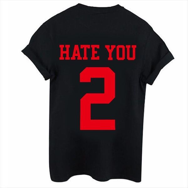 hate you 2 letter womens t shirts print short sleeve o neck loose ladies tee camisetas mujer, White
hate you 2 letter womens t shirts print short sleeve o neck loose ladies tee camisetas mujer, White