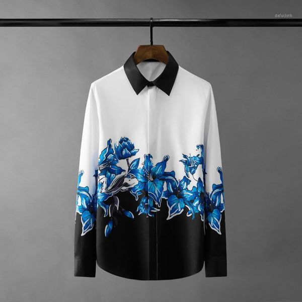 men's casual shirts floral printed male long sleeve mens dress fashion slim fit party man 4xl, White;black
men's casual shirts floral printed male long sleeve mens dress fashion slim fit party man 4xl, White;black