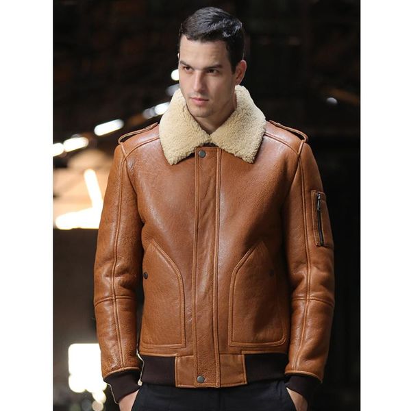 men's leather & faux 2021 mens yellow shearling jacket b3 flight sheepskin coat short fur, Black
men's leather & faux 2021 mens yellow shearling jacket b3 flight sheepskin coat short fur, Black