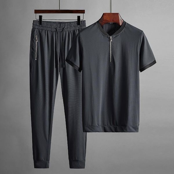 hong kong tide brand cool summer icy stretch sports suit men's lightweight breathable half zipper silky slim short sleeves tracksuits, Gray
hong kong tide brand cool summer icy stretch sports suit men's lightweight breathable half zipper silky slim short sleeves tracksuits, Gray