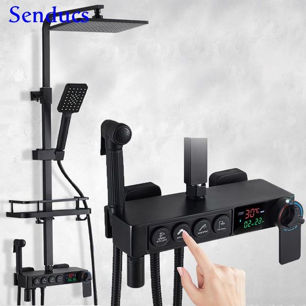 matte black shower set of temperature display digital bathroom system rainfall head thermostatic mixer sets
matte black shower set of temperature display digital bathroom system rainfall head thermostatic mixer sets