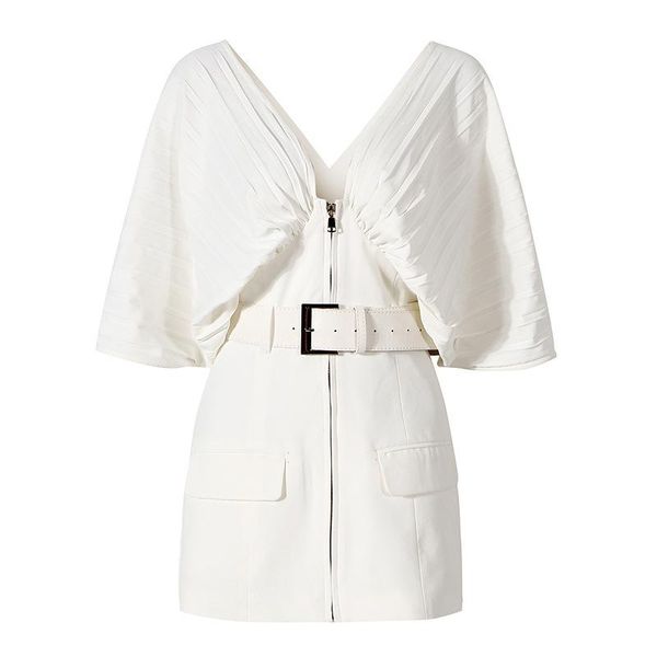 party dresses ladies elegant office dress work wear 2021 summer fashion draped v-neck white mini for women, White;black
party dresses ladies elegant office dress work wear 2021 summer fashion draped v-neck white mini for women, White;black