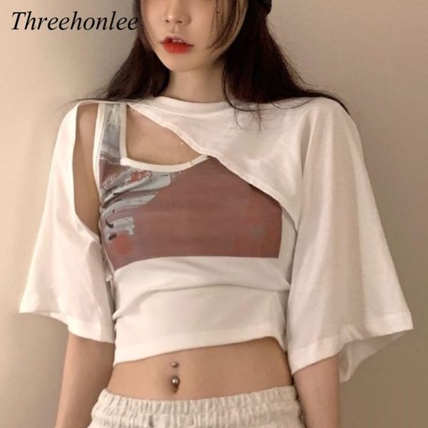 women's blouses & shirts korean blouse crop for woman 2021 autumn short sleeve tshirts elegant casual ins fashion female 2 piece sets, White
women's blouses & shirts korean blouse crop for woman 2021 autumn short sleeve tshirts elegant casual ins fashion female 2 piece sets, White