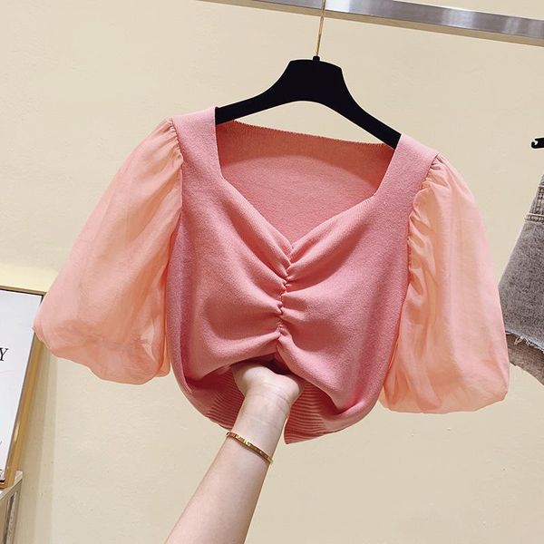 women's t-shirt summer short sleeve fashion folds puff t-shirts ice silk knitting t shirt womens for women, White
women's t-shirt summer short sleeve fashion folds puff t-shirts ice silk knitting t shirt womens for women, White