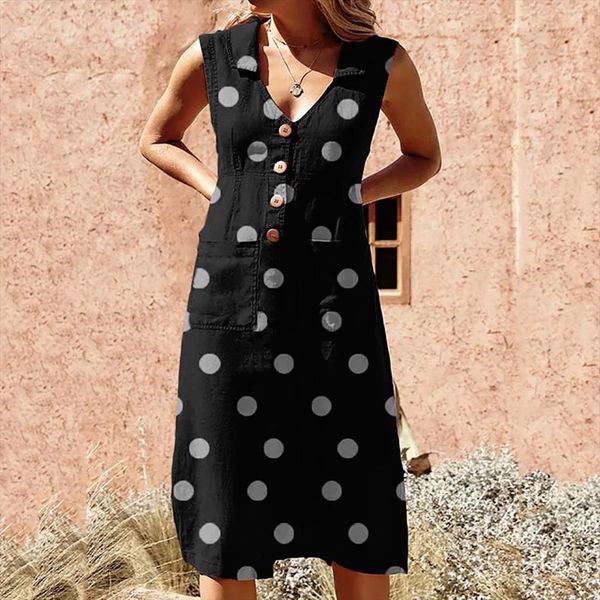 vintage summer knee length womens dress pockets midi polka dot button boho beach v neck 2xl casual dresses elegant, Black;gray
vintage summer knee length womens dress pockets midi polka dot button boho beach v neck 2xl casual dresses elegant, Black;gray