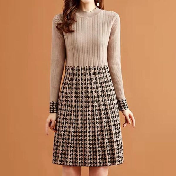 casual dresses knitted sweater party elegant long sleeve elastic knitting plaid patchwork women robe vestidos de mujer, Black;gray
casual dresses knitted sweater party elegant long sleeve elastic knitting plaid patchwork women robe vestidos de mujer, Black;gray