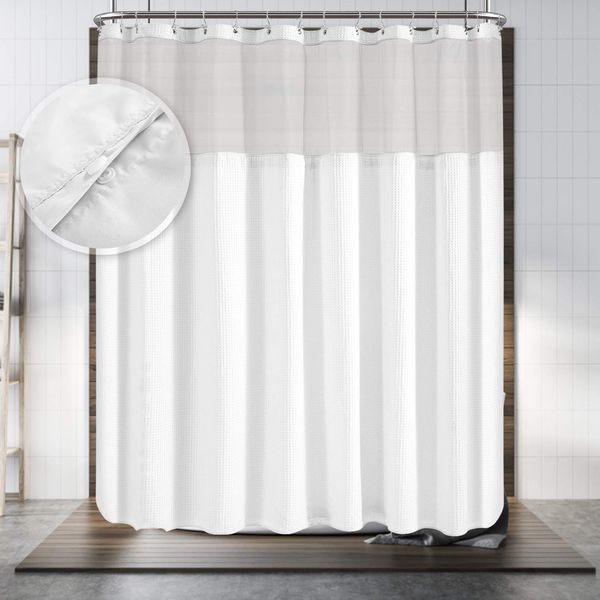 l style shower curtain with snap-in fabric liner, 180" x 70" for clawfoot tub, wrap around & mesh window - honeycomb
l style shower curtain with snap-in fabric liner, 180" x 70" for clawfoot tub, wrap around & mesh window - honeycomb