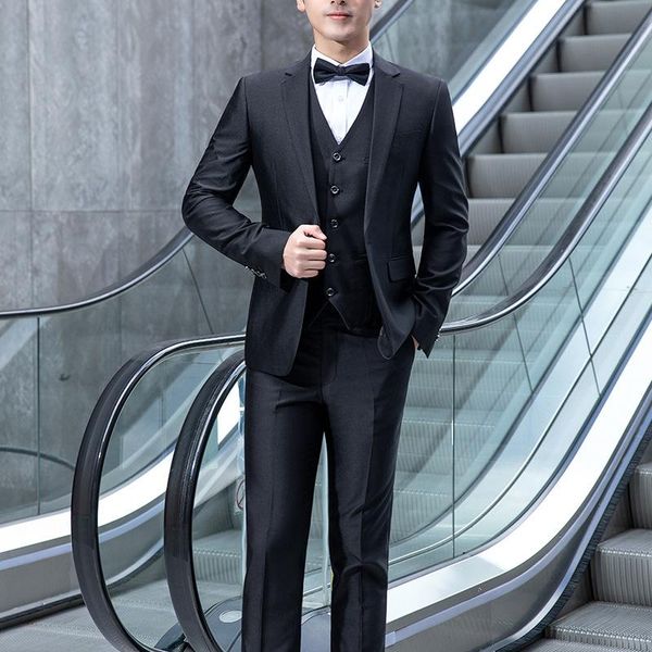 men's suits & blazers 2021 fashionable clothing for man business casual three-piece single-row one-button groomsman edition small suit, White;black
men's suits & blazers 2021 fashionable clothing for man business casual three-piece single-row one-button groomsman edition small suit, White;black