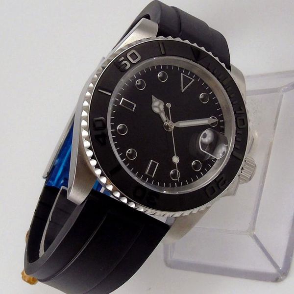 wristwatches 40mm mechanical men's watch sapphire glass miyota 8215 stainless steel bracelet brushed insert bezel rubber luminous dial, Slivery;brown
wristwatches 40mm mechanical men's watch sapphire glass miyota 8215 stainless steel bracelet brushed insert bezel rubber luminous dial, Slivery;brown