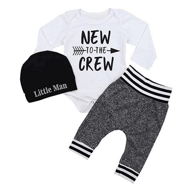 clothing sets little man baby boy spring and autumn seasons alphabet romper twist pants three-piece suit, White
clothing sets little man baby boy spring and autumn seasons alphabet romper twist pants three-piece suit, White