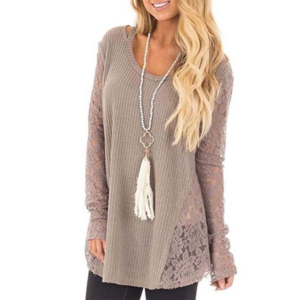 autumn lace o neck womens sweater stitching knitted long sleeve jumpers casual pullovers, White;black
autumn lace o neck womens sweater stitching knitted long sleeve jumpers casual pullovers, White;black