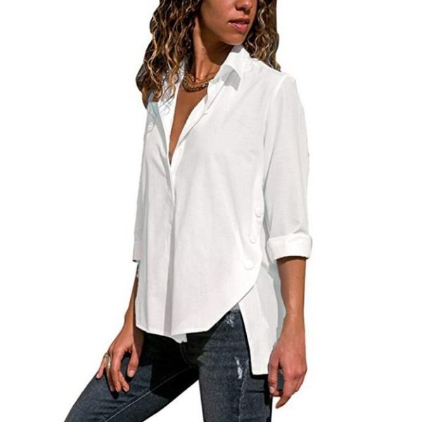 women blouses long sleeve turn down collar irregular hem office shirts chiffon blouse casual shirt plus size 5xl 9 colors 210507, White
women blouses long sleeve turn down collar irregular hem office shirts chiffon blouse casual shirt plus size 5xl 9 colors 210507, White
