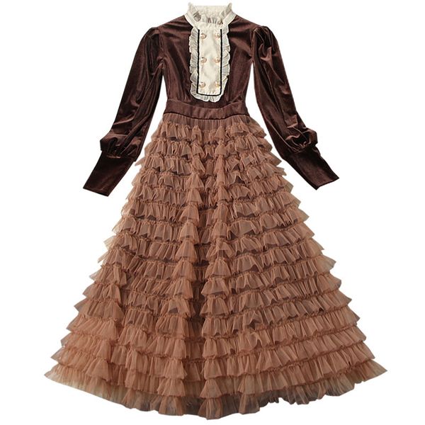 spring female england style patchwork ruffles stand collar long sleeve empire party elegante mesh velour dress 8y586 210510, Black;gray
spring female england style patchwork ruffles stand collar long sleeve empire party elegante mesh velour dress 8y586 210510, Black;gray