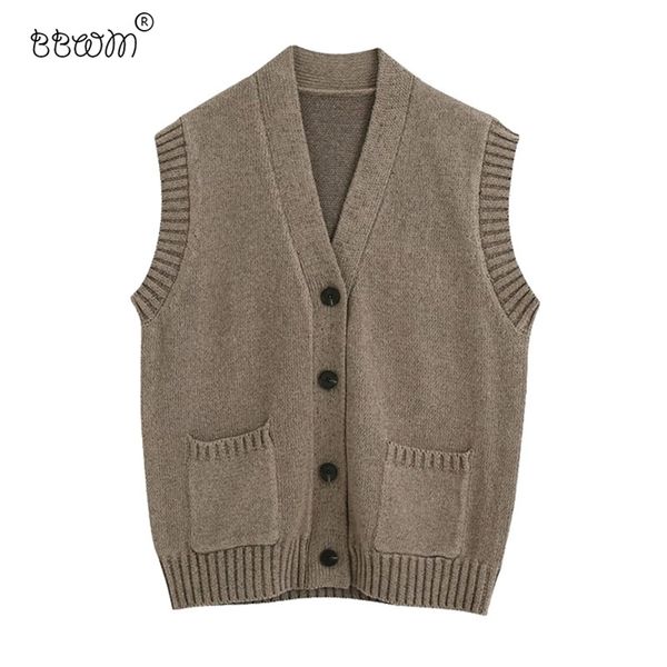 women fashion pockets buttons ribbed knitted vest vintage v neck sleeveless sweater female chic 210531, Black;white
women fashion pockets buttons ribbed knitted vest vintage v neck sleeveless sweater female chic 210531, Black;white