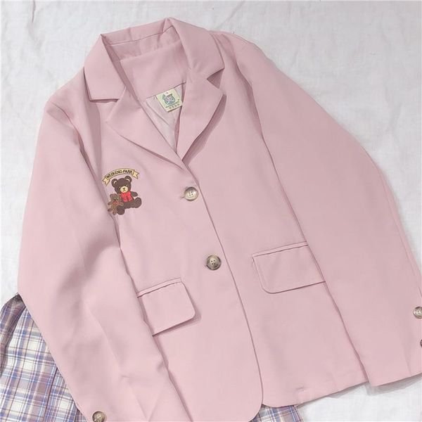 japanese spring autumn mori girl suit jacket loose preppy cartoon bear embroidery outwear women pink coat women's suits & blazers, White;black
japanese spring autumn mori girl suit jacket loose preppy cartoon bear embroidery outwear women pink coat women's suits & blazers, White;black